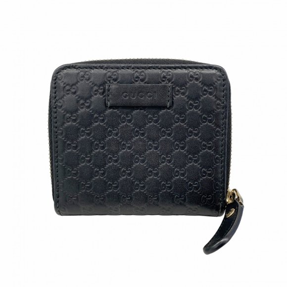 Gucci Micro Guccissima Wallet 449395 Leather Black Champagne Women's - Picture 1 of 10